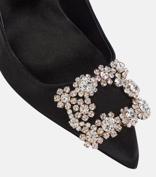 Flower Strass satin pumps