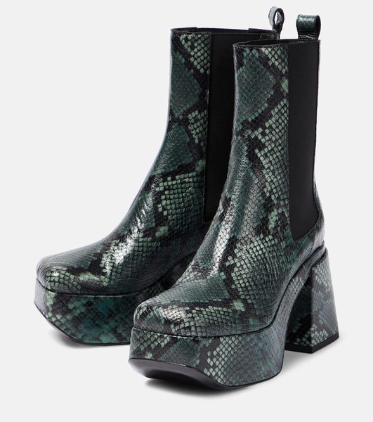 Snake-printed leather Chelsea boots