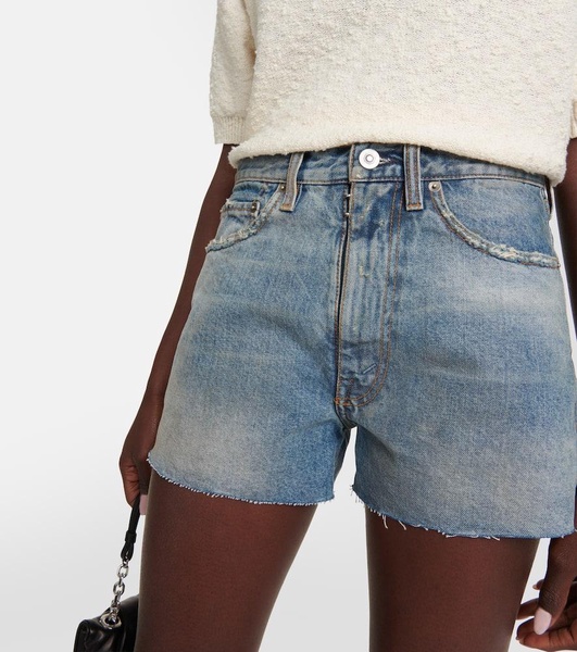 Distressed denim shorts