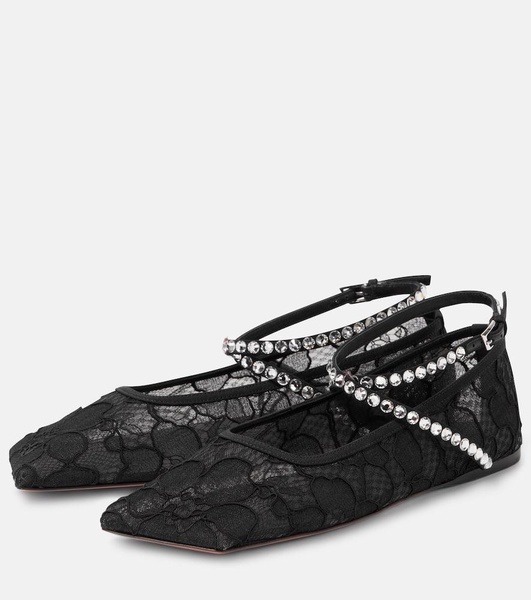 Ane embellished lace ballet flats