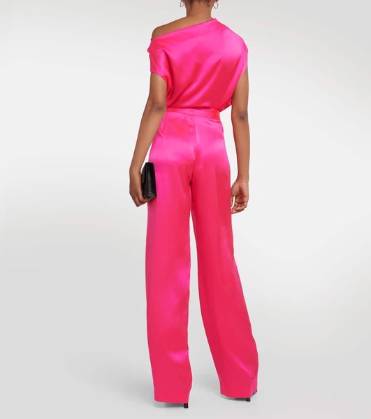 High-rise wide-leg silk pants