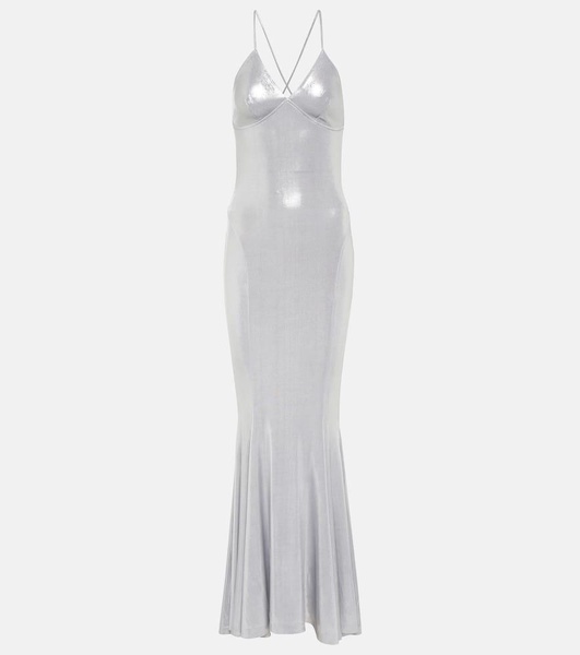 Metallic Jersey Lamé Gown