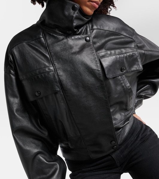 Leather bomber jacket