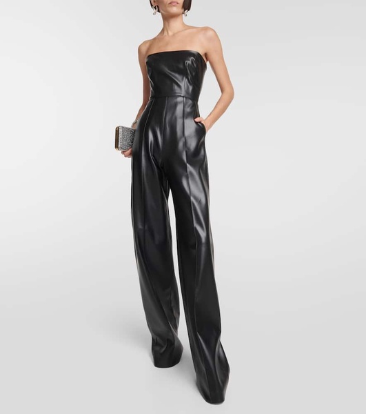 Strapless faux-leather jumpsuit