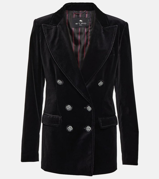 Double-breasted velvet blazer