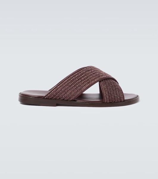 Otawi leather-trimmed raffia sandals