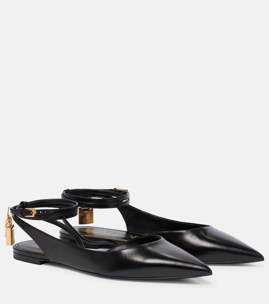 Padlock leather slingback flats