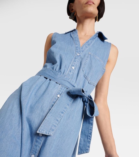 Edwina belted denim midi dress