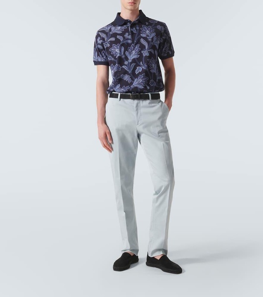 Embroidered paisley cotton jacquard chinos