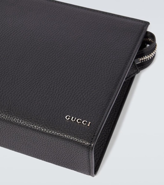 Logo-Embellished Full-Grain Leather Pouch