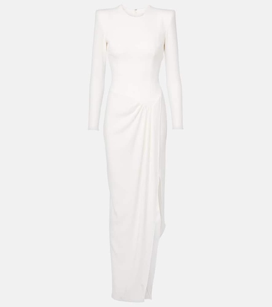 Asymmetric draped crêpe gown