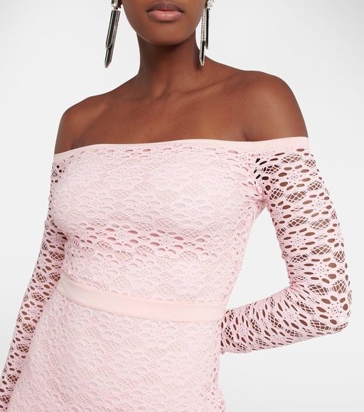 Off-shoulder lace midi dress