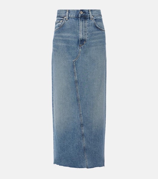 Circolo Reworked denim maxi skirt