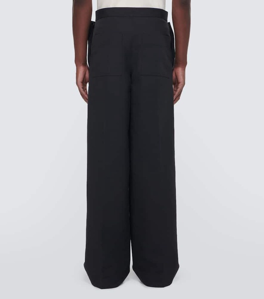 Cotton twill wide-leg pants