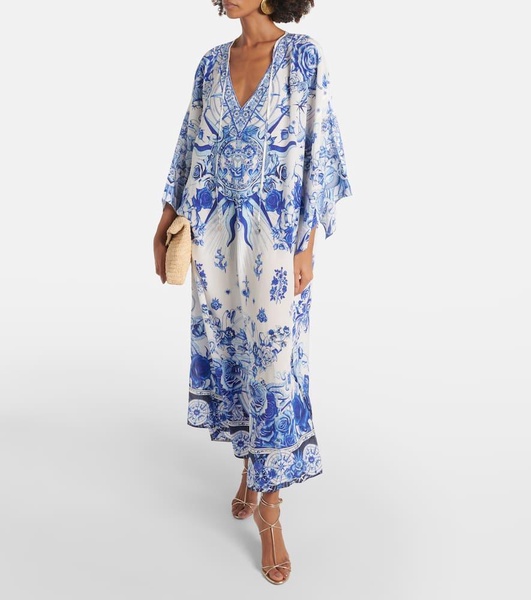 Printed silk kaftan