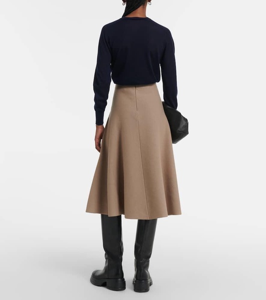 Wool-blend midi skirt