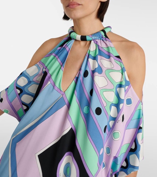 Vivara-print jersey satin kaftan