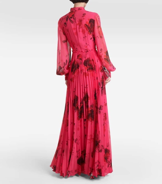 Floral tie-neck voile gown