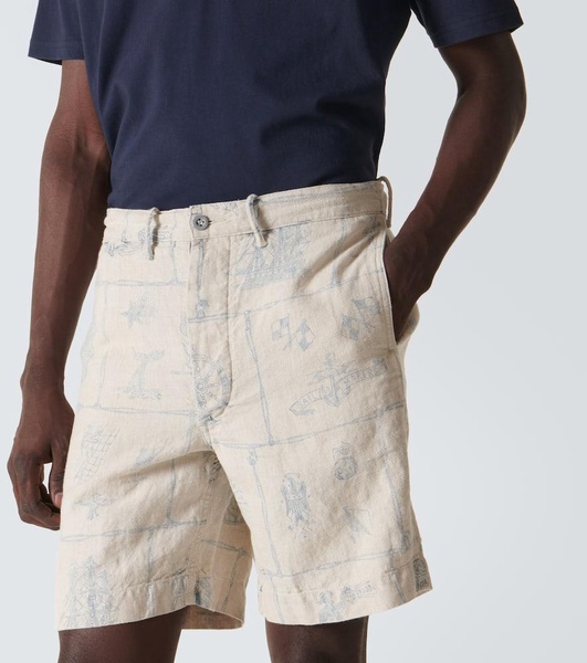 Printed linen shorts