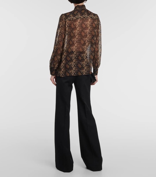 Carina snake-effect printed silk blouse