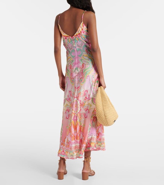 Printed silk slip dress