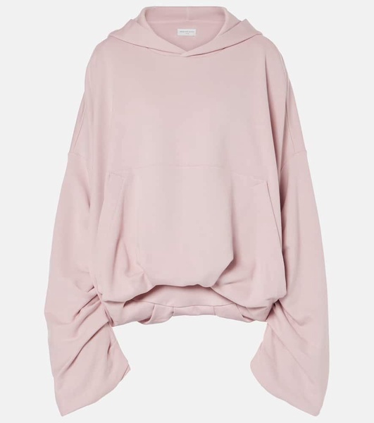 Oversized draped cotton hoodie