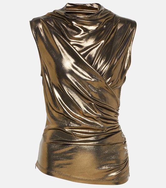 Draped metallic top