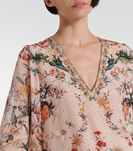 Floral silk blouse