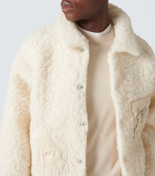 Patch-appliqué faux shearling jacket