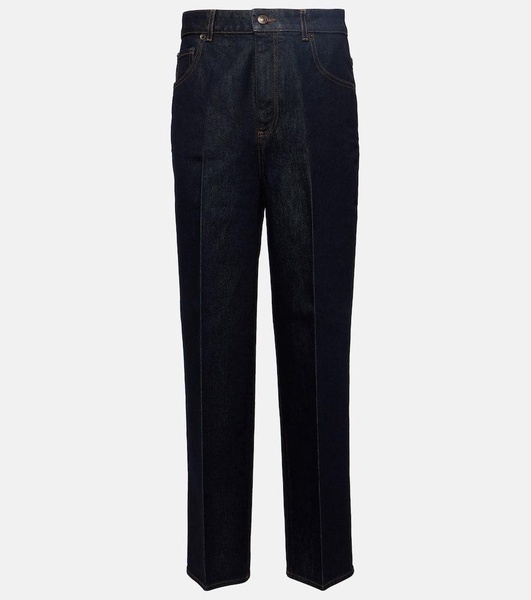 High-rise cropped straight jeans