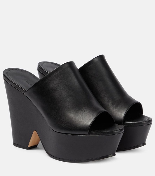 Leather platform mules