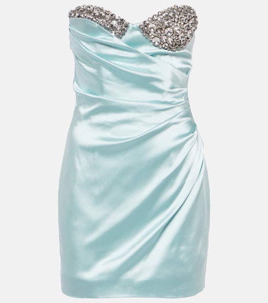 Crystal-embellished satin minidress