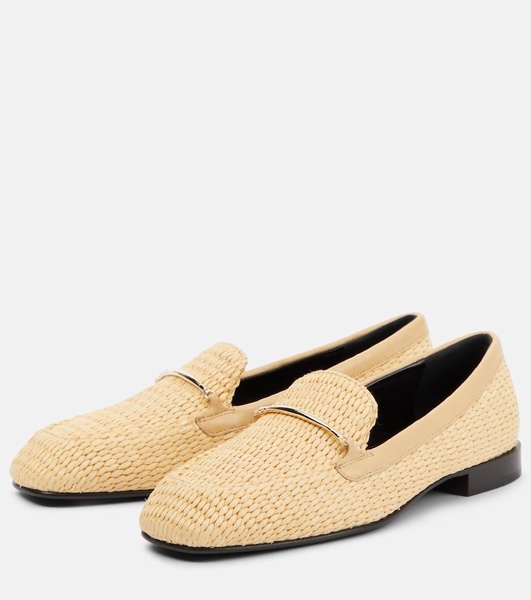 Raffia and leather loafers