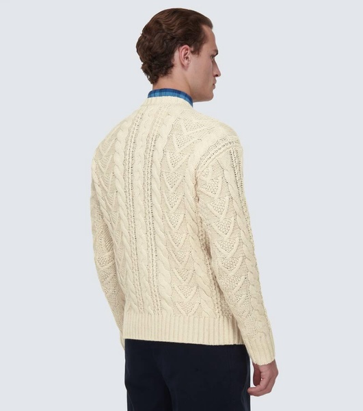 Cable-knit cotton-blend sweater