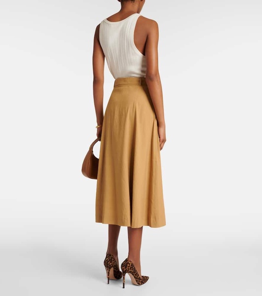 Arwen linen-blend midi skirt