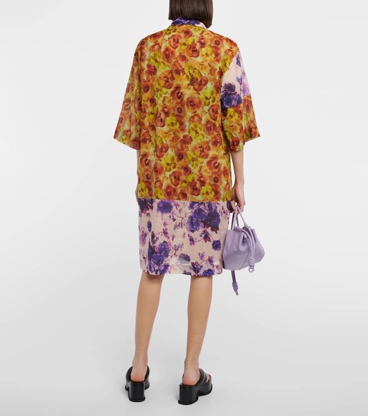 Floral cotton voile shirt dress