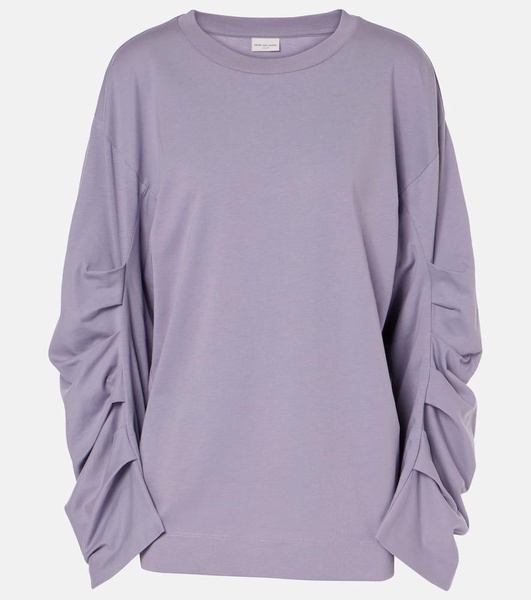 Ruched cotton jersey sweatshirt