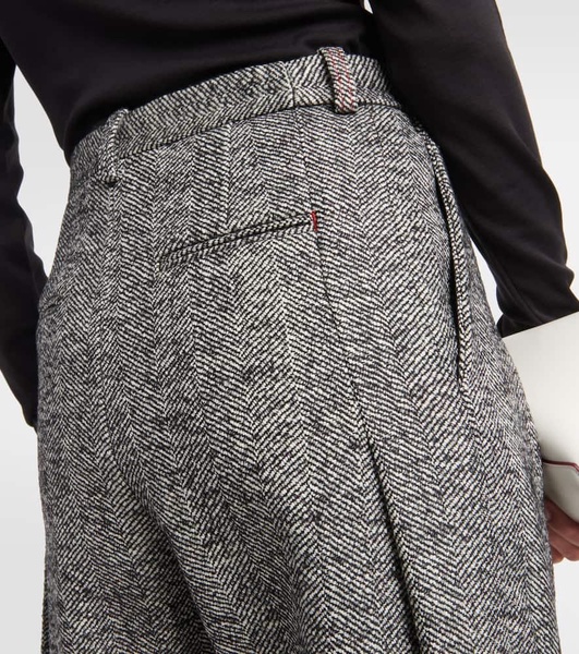 High-rise wool-blend wide-leg pants