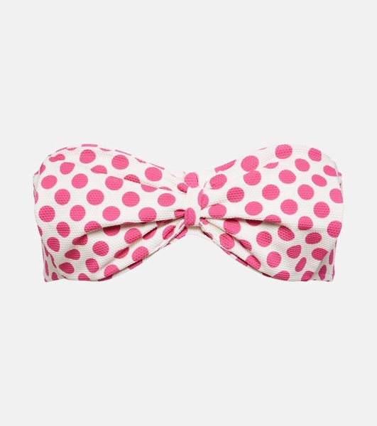 Clara polka-dot gathered bikini top