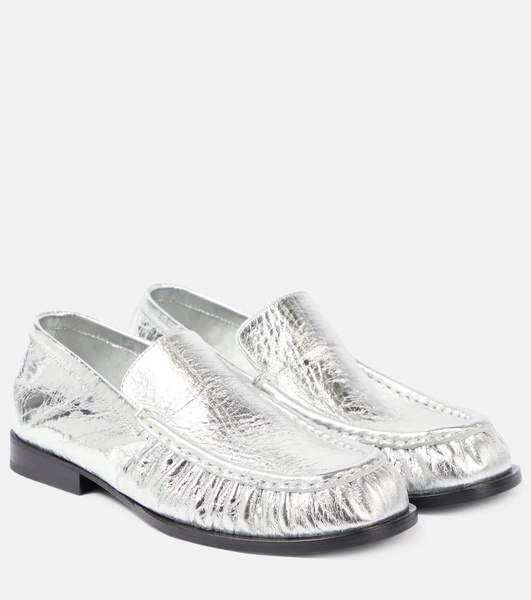 Metallic leather loafers