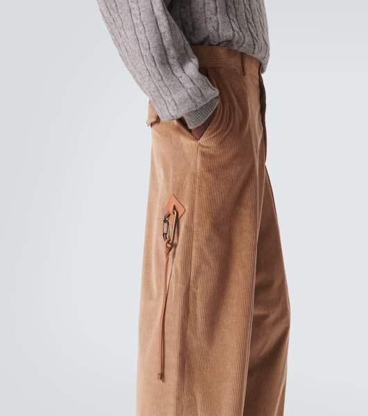 Cotton and cashmere corduroy wide-leg pants