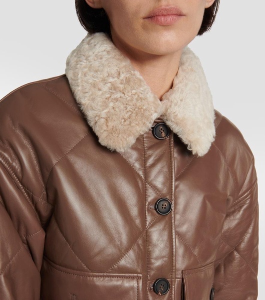 Shearling-trimmed leather jacket