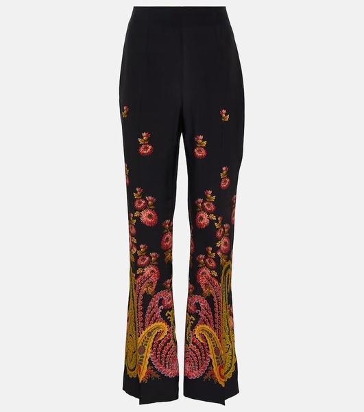 Paisley high-rise silk pants