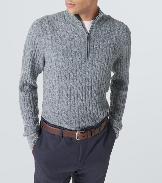 Treccia cashmere half-zip sweater