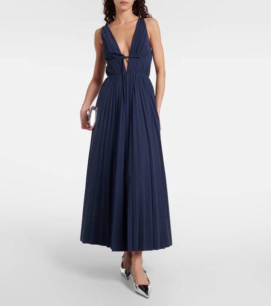 Stephanie plissé cotton-blend gown