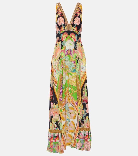 Printed silk maxi dress