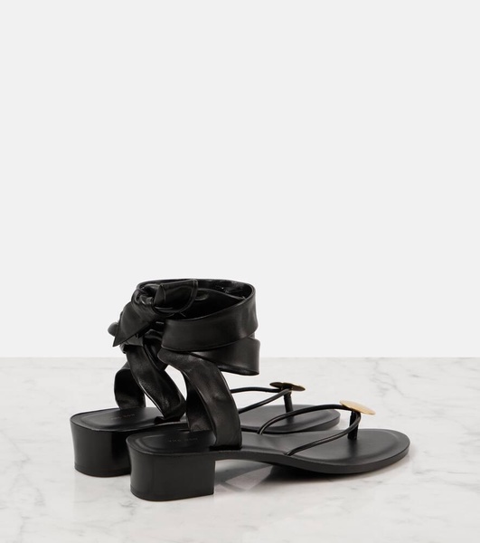 Cord leather thong sandals