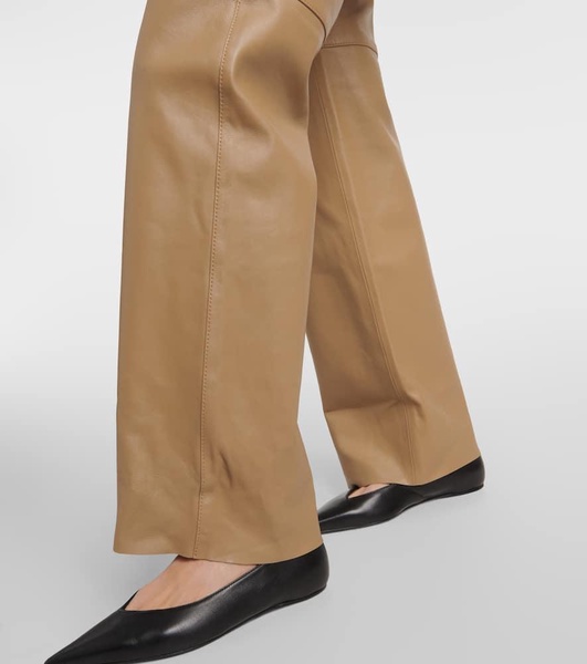 High-rise leather straight pants