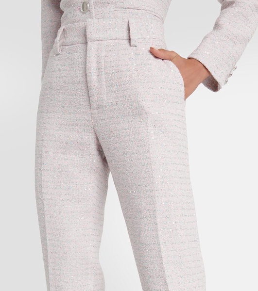 Sequined mid-rise straight pants