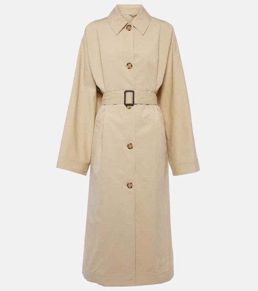 Belted cotton and silk trench coat